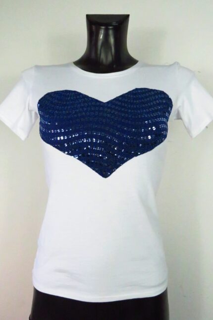 T-shirt con cuore in mouline rouge